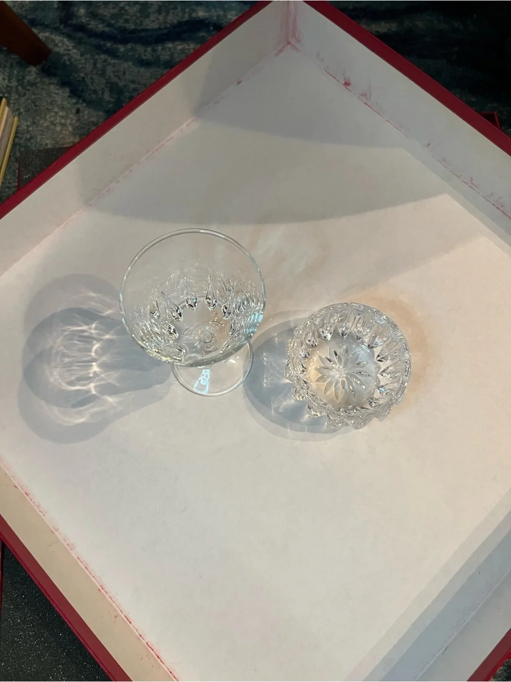 Vintage Small Crystal Wine Goblet & Bowl